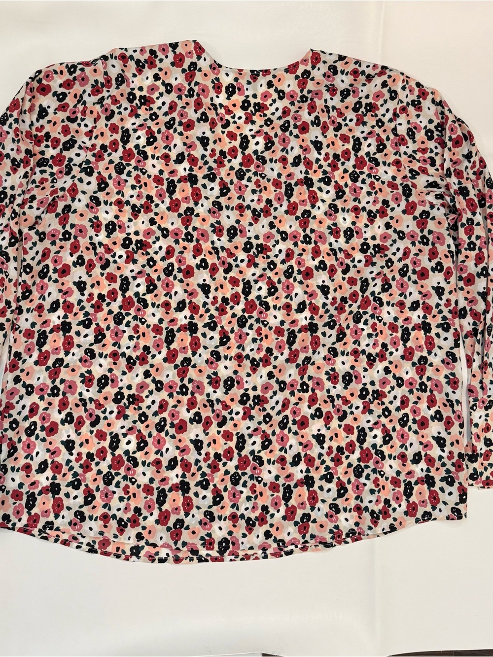 Ann Taylor Factory Pink and Black Floral Long Sleeve Blouse